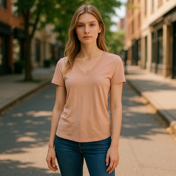 White House Black Market Women's V-Neck Pink Top T-shirt XS NWT - Picture 2 of 12